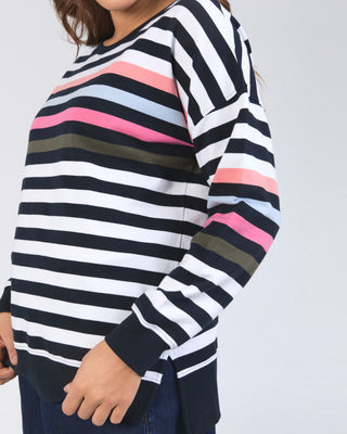 Elm Crew Merriment - Navy & White Stripe [sz:size 10]