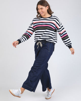 Elm Crew Merriment - Navy & White Stripe [sz:size 10]