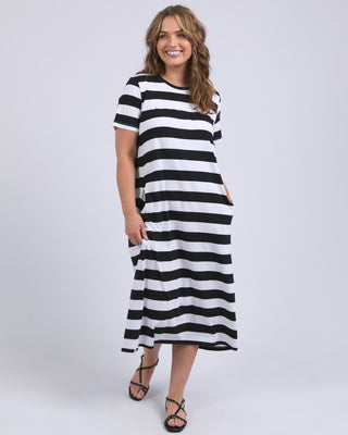 Elm Dress Adira Stripe -  Black & White [sz:size 10]
