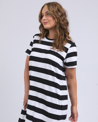 Elm Dress Adira Stripe -  Black & White [sz:size 10]