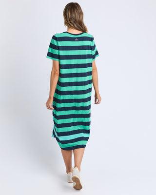 Elm Dress Mercury Stripe - Blue And Green Stripe [sz:size 10]