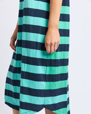 Elm Dress Mercury Stripe - Blue And Green Stripe [sz:size 10]