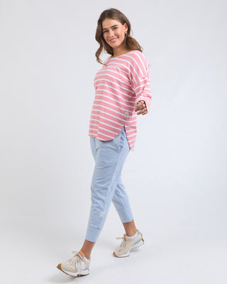 Elm Tee L/s Tully Stripe - Charm Pink [sz:size 10]