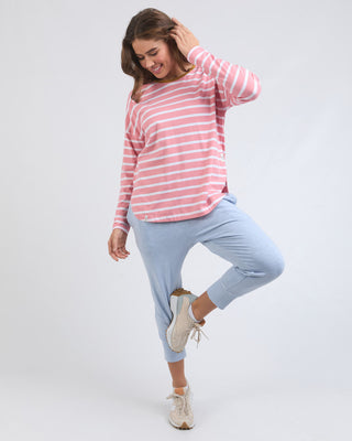Elm Tee L/s Tully Stripe - Charm Pink [sz:size 10]