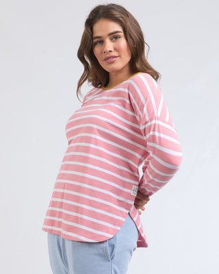 Elm Tee L/s Tully Stripe - Charm Pink [sz:size 10]