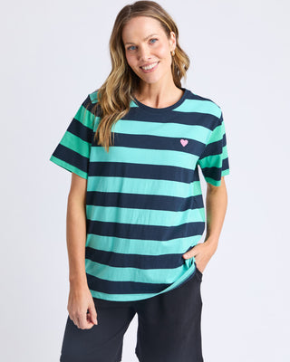Elm Tee Eden Stripe S/s - Blue And Green Stripe [sz:size 10]