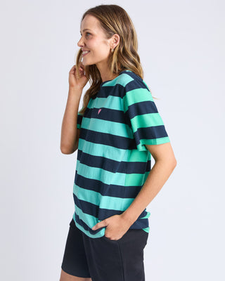 Elm Tee Eden Stripe S/s - Blue And Green Stripe [sz:size 10]