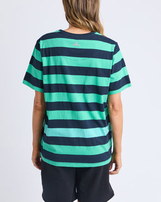 Elm Tee Eden Stripe S/s - Blue And Green Stripe [sz:size 10]