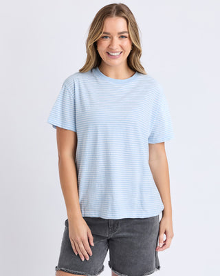 Foxwood Tee Hutch Stripe - Cerulan & White Stripe [sz:size 10]