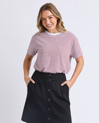 Foxwood Tee Hutch Stripe - Russet Brown & White Stripe [sz:size 10]