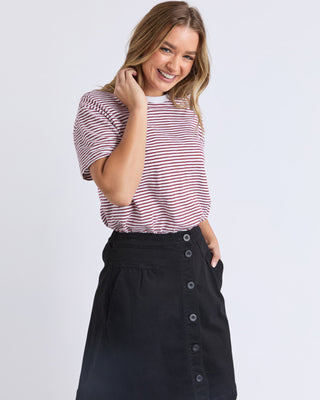 Foxwood Tee Hutch Stripe - Russet Brown & White Stripe [sz:size 10]