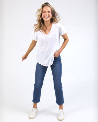 Elm Tee Pima Vee  - White [sz:size 8]