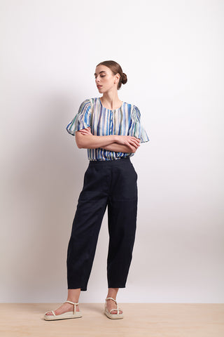 Neris Blouse Draw The Line - Azure Stripe [sz:size 8]