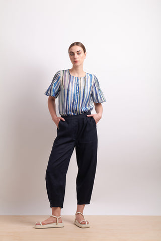 Neris Blouse Draw The Line - Azure Stripe [sz:size 8]