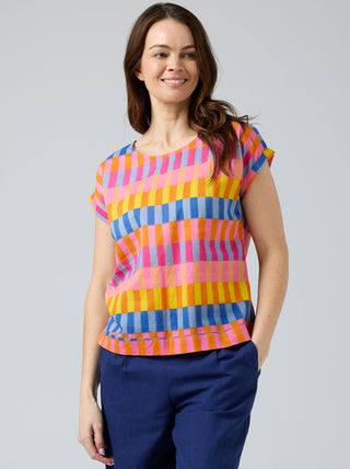 Cake Clothing Top Vicky- Pink Block [sz:small]