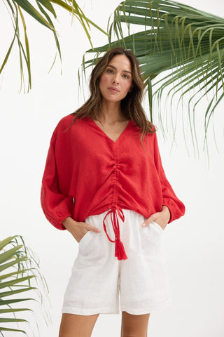 Holiday Top Happy Hour - Red [sz:small / Medium]