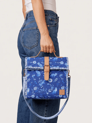Somewhere Co Lunch Satchel - Foxwood | Pink Poppies