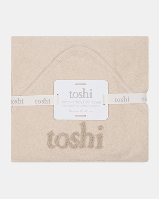Toshi Hooded Baby Bath Towel Yummy - Oat | Pink Poppies