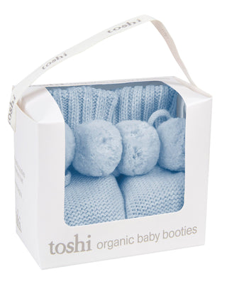 Toshi Organic Booties Yummy - Bluebell | Pink Poppies
