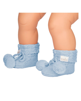 Toshi Organic Booties Yummy - Bluebell | Pink Poppies