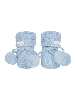 Toshi Organic Booties Yummy - Bluebell | Pink Poppies