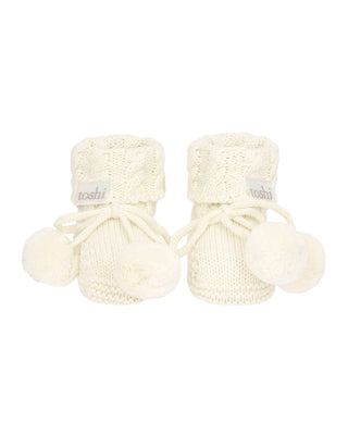 Toshi Organic Booties Yummy - Cream | Pink Poppies
