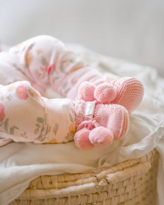 Toshi Organic Booties Yummy - Misty Rose | Pink Poppies