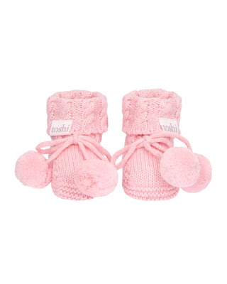 Toshi Organic Booties Yummy - Misty Rose | Pink Poppies