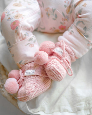 Toshi Organic Booties Yummy - Misty Rose | Pink Poppies