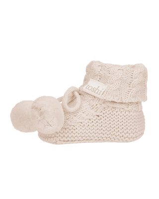 Toshi Organic Booties Yummy - Oatmeal | Pink Poppies