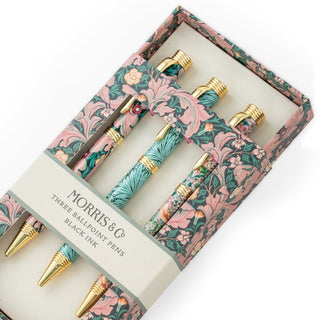 William Morris Botanical Ballpoint Pen Gift Set – Pink & Teal (no. 2).