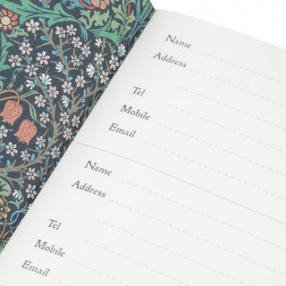 William Morris Strawberry Thief A5 Birthday & Address Book – Teal