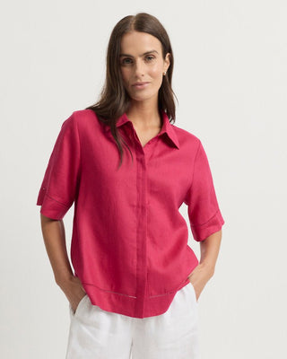 Yarra Trail Tirari Lace Shirt - Raspberry [sz:size 12]