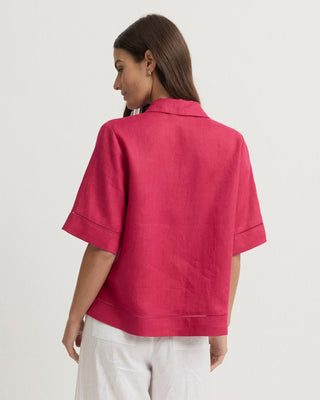 Yarra Trail Tirari Lace Shirt - Raspberry [sz:size 12]