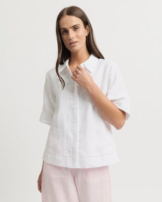 Yarra Trail Tirari Lace Shirt - White [sz:size 14]