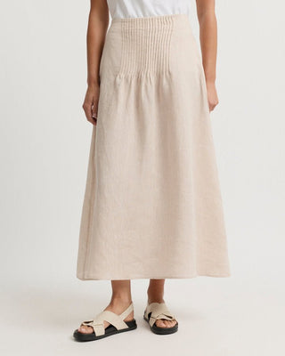 Yarra Trail Tirari Pintuck Skirt - Pebble [sz:size 12]