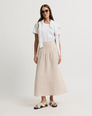 Yarra Trail Tirari Pintuck Skirt - Pebble [sz:size 12]