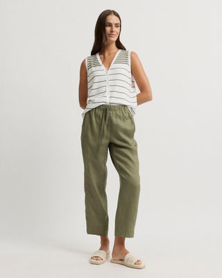 Yarra Trail Tirari Slim Pant - Moss | Pink Poppies