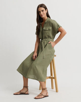 Yarra Trail Tirari Utility Dress - Moss [sz:size 12]