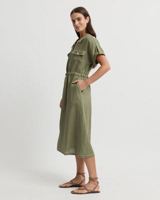 Yarra Trail Tirari Utility Dress - Moss [sz:size 12]