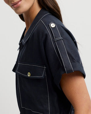 Yarra Trail Tirari Utility Dress - Navy [sz:size 16]