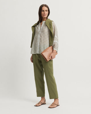 Yarra Trail Vine Blouse - Ecru Lawn | Pink Poppies