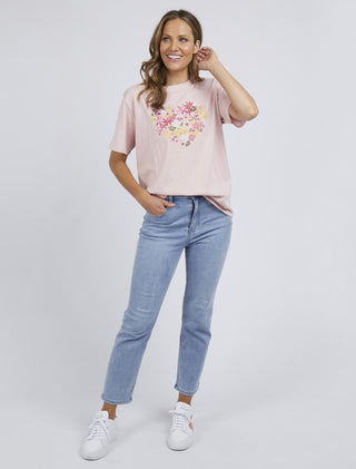 Elm Tee Laura Heart Coral Blush - Pink Poppies 