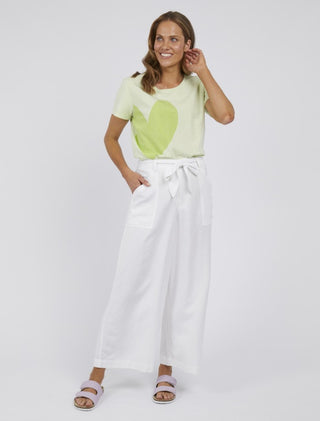 Elm Pant Dylan Wide Leg - White - Pink Poppies 