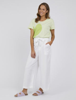 Elm Pant Dylan Wide Leg - White - Pink Poppies 