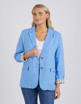 Elm Blazer Millie Cornflower Blue - Pink Poppies 