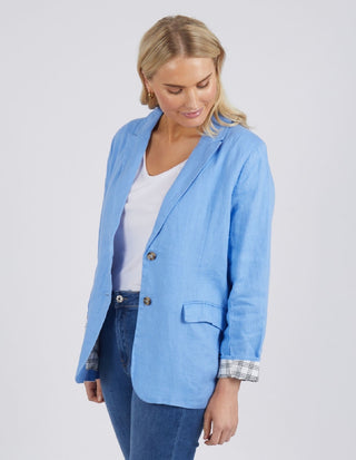 Elm Blazer Millie Cornflower Blue - Pink Poppies 