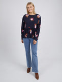 Elm Blouse Posy Floral Navy - Pink Poppies 